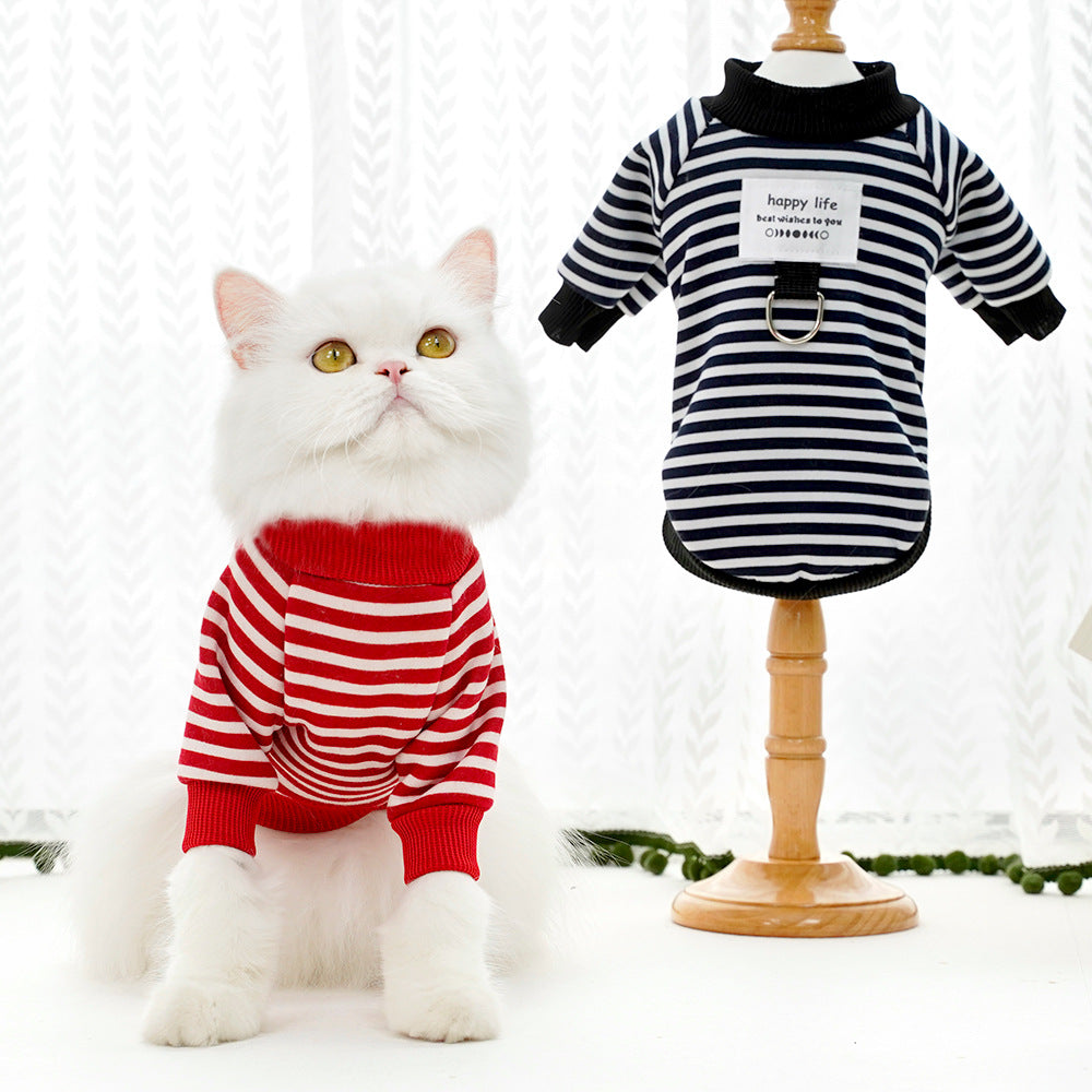 Custom kitten autumn and winter warm striped jactet