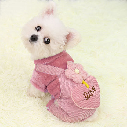 Autumn and winter Teddy small medium-sized dog dog than bear pet cat thick warm four-legged clothing supplies