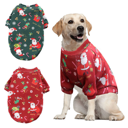 Cuhk Dog cat clothes plus fluffy Christmas printed hoodie Spring and winter pet supplies
