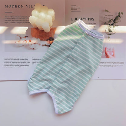Four-season pure color striped cat spayed dress