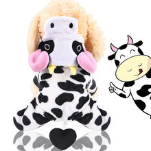 Dog supplies Coral velvet cat clothes Pet clothes New autumn/winter Cow turn cartoon clothes medium-sized dog