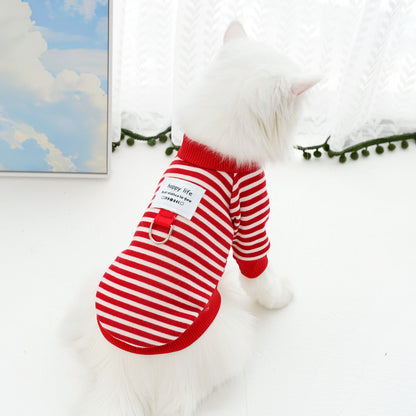 Custom kitten autumn and winter warm striped jactet