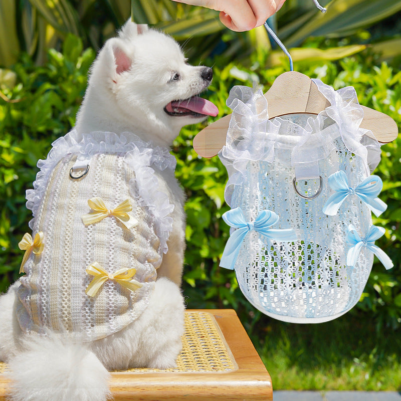 Pet Fairy Dress - Embossed Lace Blouse - Spring/Summer Style Dog and Cat Clothes