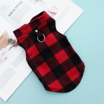 Pet clothing autumn winter fleece plaid vest dog dog cat clothing manufacturers wholesale supplies