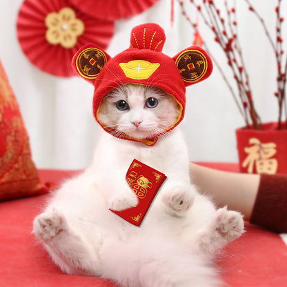 New Year pet hat and head set cute dress into dog and cat accessories