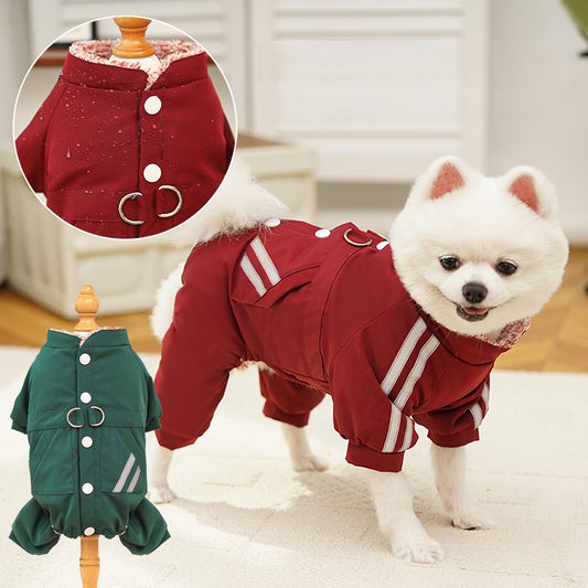Winter and Autumn Thick Fleece Outdoor Storm Coat with Four Legs - Cotton Coat - Waterproof Dog and Cat Clothing Decoration