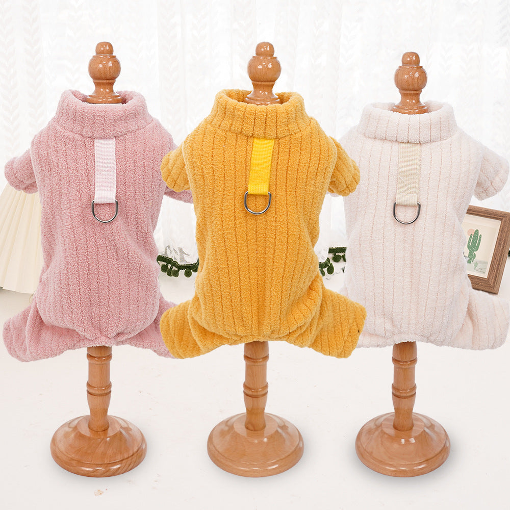 Custom dog clothing Winter thickened warm pet clothing Flannel four-legged Teddy Corgi cat