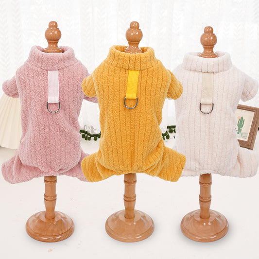 Custom dog clothing Winter thickened warm pet clothing Flannel four-legged Teddy Corgi cat