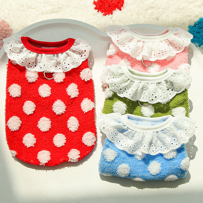Dot pattern lace fall-winter new style cat clothes and dog clothes