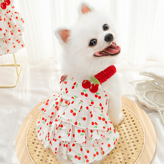 Summer all-cotton dress dog clothes are suitable for small and medium-sized dogs pet clothing