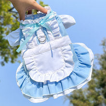 Maid parent-child pet cat dog spring and summer clothing supplies can hang leash walking dog skirt