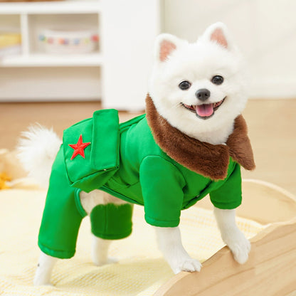 Dog clothing Pet clothing Medium-sized dogs and cats can be pulled autumn and winter warm winter cotton military coat supplies