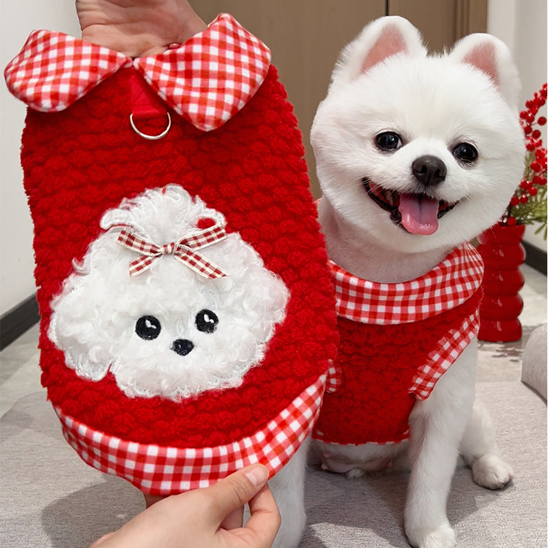 Pet clothes for autumn, winter, New Year and Spring Festival - thickened for pets (cats and dogs) for the New Year celebration.