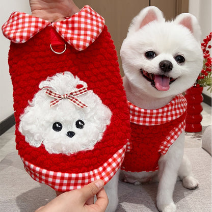 Pet clothes for autumn, winter, New Year and Spring Festival - thickened for pets (cats and dogs) for the New Year celebration.