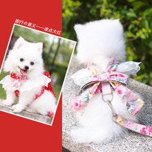 Korean version of Japanese sweet dog cat pet supplies clothes leash bow chest strap dog walker