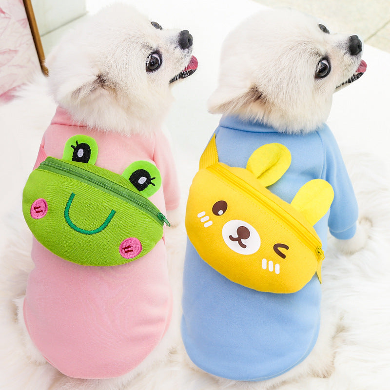 Dog cat Crossbody zipper Cute clothes Pet supplies Autumn and winter warm clothes