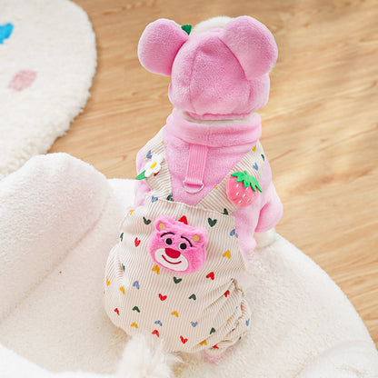 New pet autumn and winter four-legged clothes for dogs and cats with fleece straps