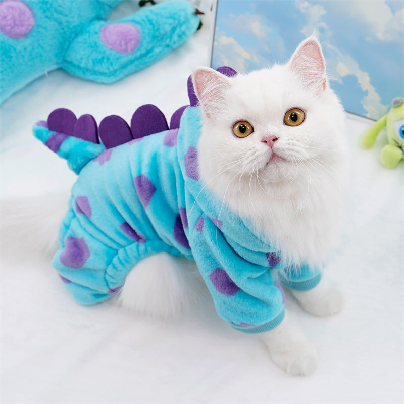 Custom pet clothes dog cat autumn and winter thickened four-legged clothes small medium-sized dog flannel change suit