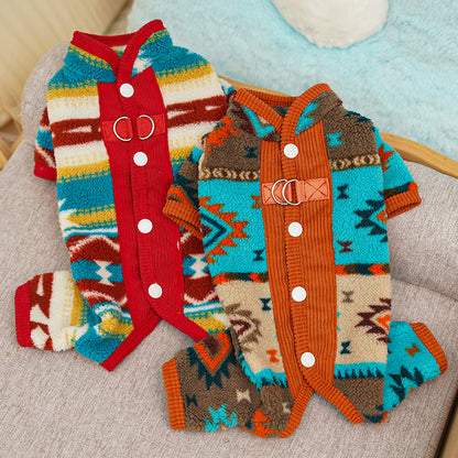 Pet clothes - four-legged clothes for autumn and winter, with ethnic style, pajamas