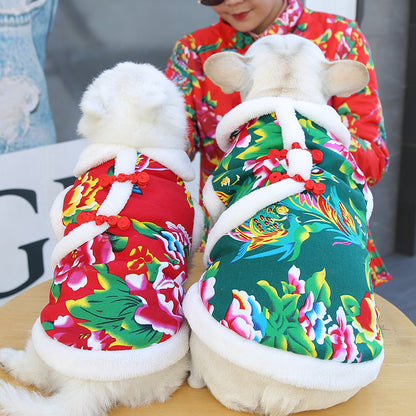 New Year dress pet dog cat clothes small, medium and large autumn and winter clothing manufacturers direct sales