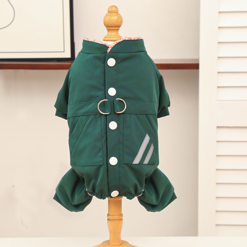 Winter and Autumn Thick Fleece Outdoor Storm Coat with Four Legs - Cotton Coat - Waterproof Dog and Cat Clothing Decoration