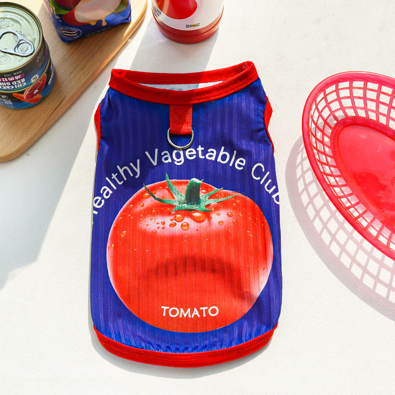 Ice silk spring and summer new fruit pattern clothing small, medium and large dog cat pet clothes dog clothes factory direct sales can be customized