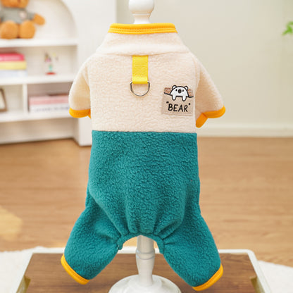 Four-legged polar fleece color contrast warm autumn and winter pet clothing