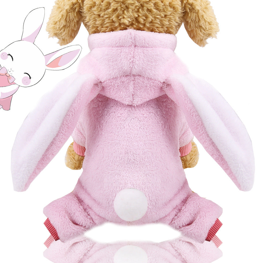 Coral velvet dog clothes Cat pet clothes New autumn and winter Long eared rabbit transformed into a small medium-sized dog