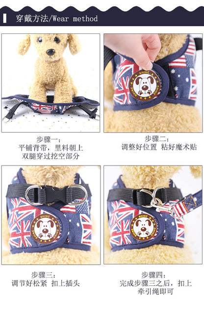 Spring/summer dog leash Cowboy outdoor chest harness Pet dog leash supplies Teddy cat available