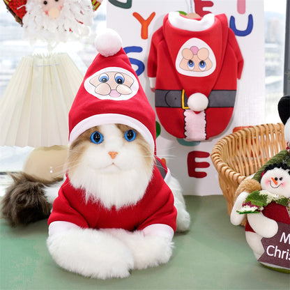 Autumn and winter pet clothes Small big dog Teddy cat cotton-padded clothing funny old man Christmas supplies