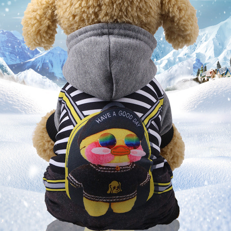 Pet four-foot button dog cat clothing pet supplies autumn and winter hoodie manufacturers