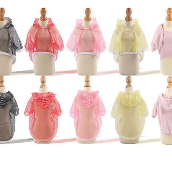 Spring/Summer Breathable Clothes for Cats and dogs Sunscreen vest Hooded pet supplies for small medium sized dogs