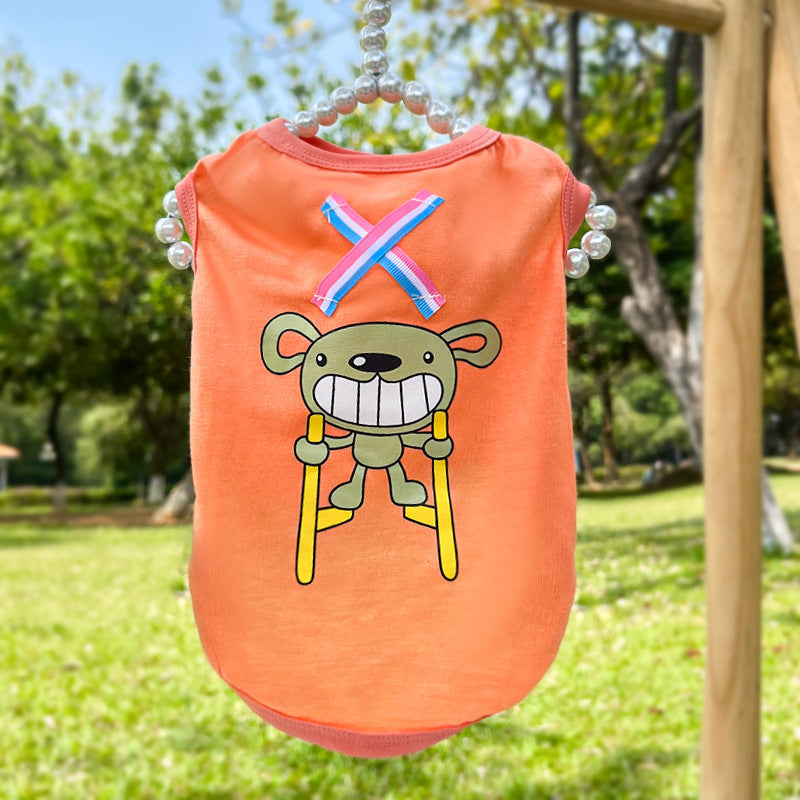 Spring/Summer Webbing X Dog vest Pet Clothes Cartoon pattern cat clothes vest pet supplies