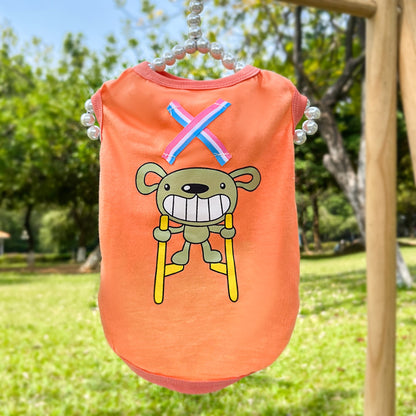 Spring/Summer Webbing X Dog vest Pet Clothes Cartoon pattern cat clothes vest pet supplies
