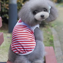 Spring and summer navy striped dog cat pet clothing vest red bow tie supplies manufacturers wholesale