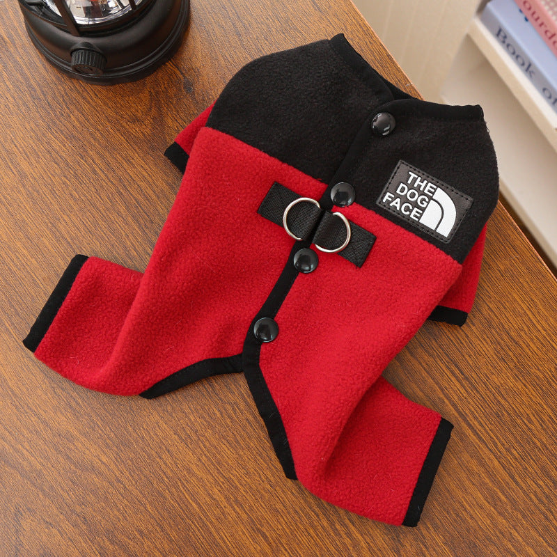 The new fall/winter fleece-lined warm four-leg coat can be pulled on.