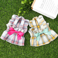 Plaid dress son pleated dog cat small medium-sized dog pet clothes Princess wedding dress supplies two-legged clothes