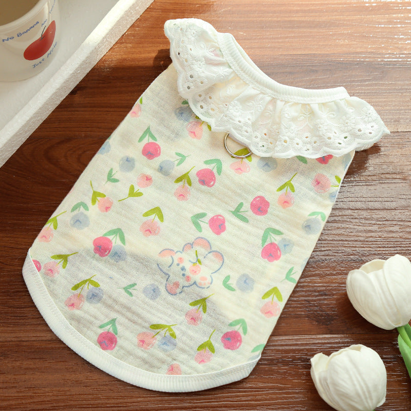 Cotton gauze breathable thin home air conditioning clothing suitable for dogs and cats and can be worn and traction