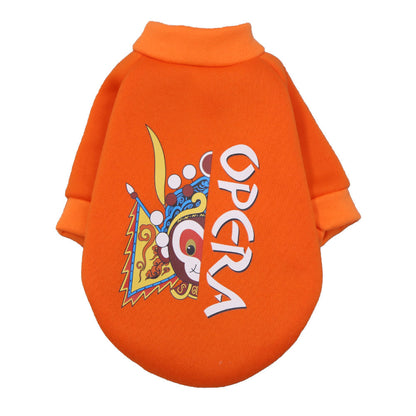 New Year Peking Opera Facial makeup Chrysanthemum small dog clothes Cat pet supplies Autumn and winter hoodie