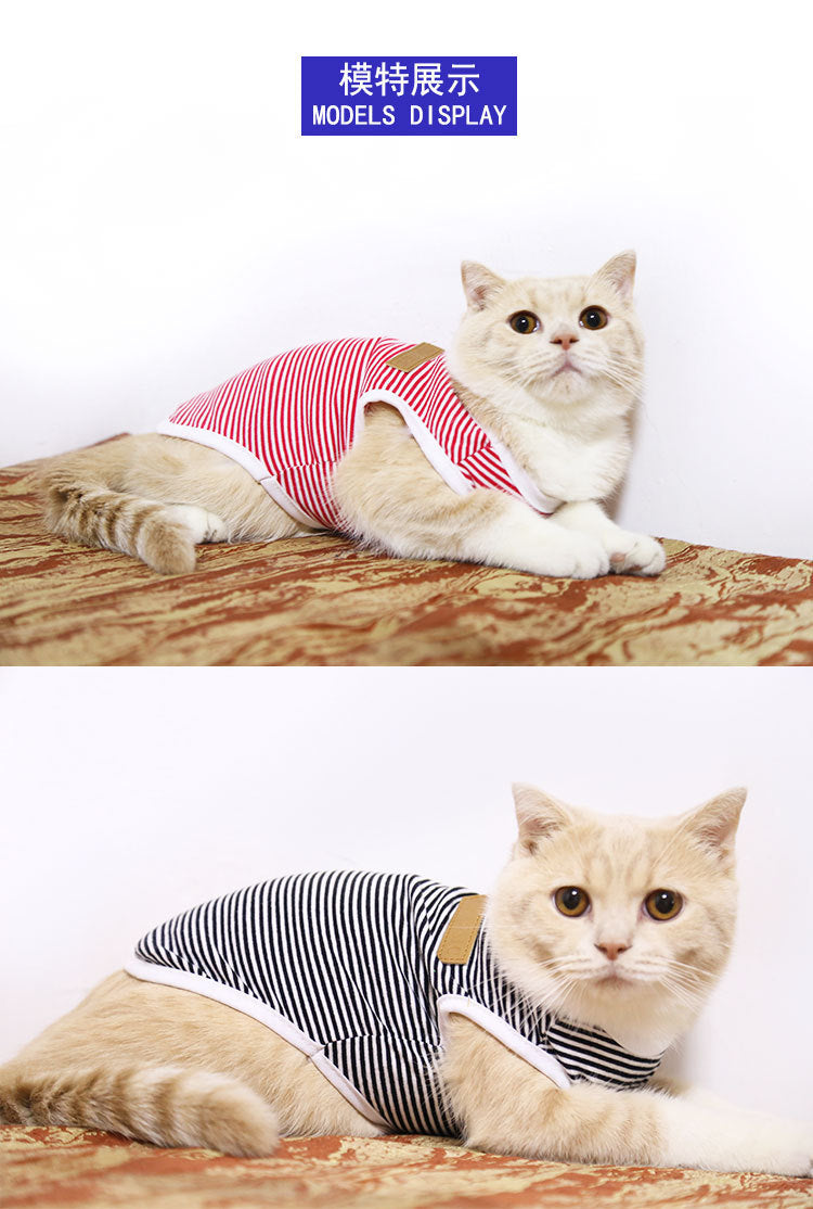 Spring and summer dog cat pet clothes cotton striped vest small medium-sized dog supplies clothing manufacturers wholesale