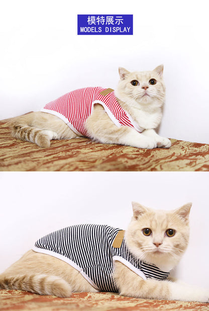 Spring and summer dog cat pet clothes cotton striped vest small medium-sized dog supplies clothing manufacturers wholesale