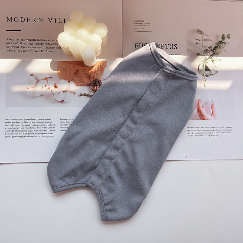 Four-season pure color striped cat spayed dress