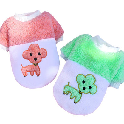 Dog cat Clothes Pet supplies Autumn and winter warm clothes soft cotton wool clothes two feet pet clothes