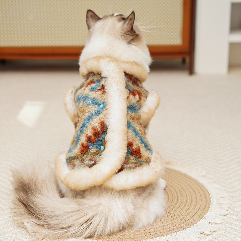 New autumn-winter pet clothing - double-layered insulated cardigan jacket - suitable for outdoor use