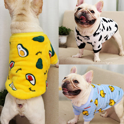 Leopard print Large dog Small dog Autumn Winter warm pajamas coat Pet supplies cat two feet clothes