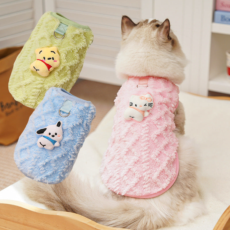 Winter padded warm clothes for kittens and puppies; cat and dog supplies