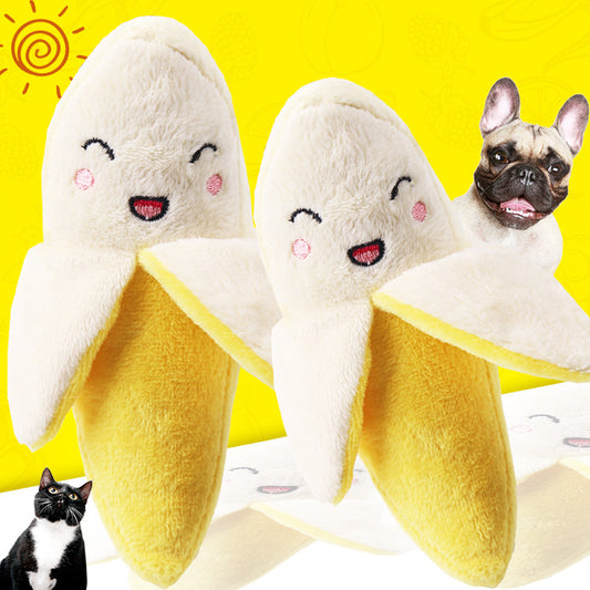 Yellow fruit banana dog toy plush sound BB