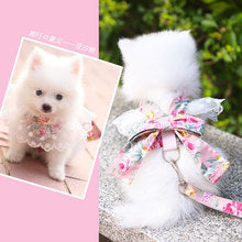 Korean version of Japanese sweet dog cat pet supplies clothes leash bow chest strap dog walker