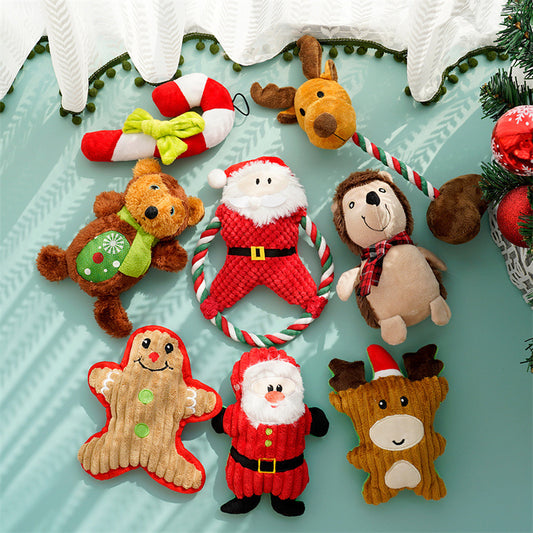 Christmas plush sound bite resistant teeth relief dog and cat toys