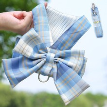 Dog skirt Cat JK plaid chest strap leash Teddy Pomeranian pet supplies Dog Walking preppy clothes